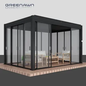Moderne Outdoor Aluminium Pergola Motorisierte Aluminium Glas Wintergarten für Solarium Wintergarten Möbel Sets