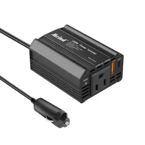 150W Power Inverter 12V DC to 110V AC Car Plug Adapter for Laptop Computer Black
