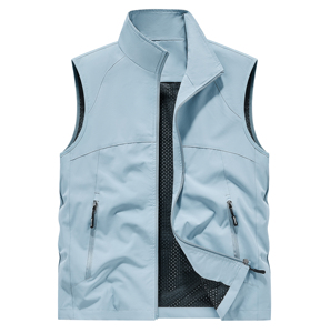 <span class=keywords><strong>Gilet</strong></span> <span class=keywords><strong>de</strong></span> travail décontracté unisexe pour le printemps et l'été - Fermeture éclair, respirant, vêtement d'extérieur léger, col montant pour les sports <span class=keywords><strong>de</strong></span> plein air - Product Image 2