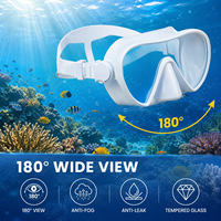 Masque de plongée à vision large de 180 degrés, verre trempé, anti-buée, anti-fuite, silicone, pour la plongée sous-marine et la natation