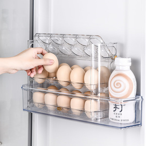 Flip Top Three Layer Egg Storage Box 30 Piece Green Transparent Fridge Freshness Preservation Kitchen Use - Product Image 5