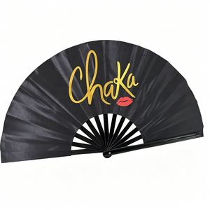 Éventail pliant en bambou Rave, motif peint, pour la danse en ligne et les applaudissements, grande décoration de fête et de festival (Noir) - Product Image 6