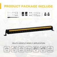 Barre de feux LED combinée à une seule rangée de 52 pouces pour toit, avec feux de route et DRL ambre pour F150, Silverado, Land Cruiser, camionnette, voiture, tout-terrain 4x4