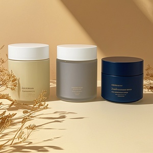 Low Moq 200g Black Yellow Round Glass Jars With Black Lids Cosmetic <b>Containers</b> for Cream Lotion Body Butter Beauty Product - Product Image 1