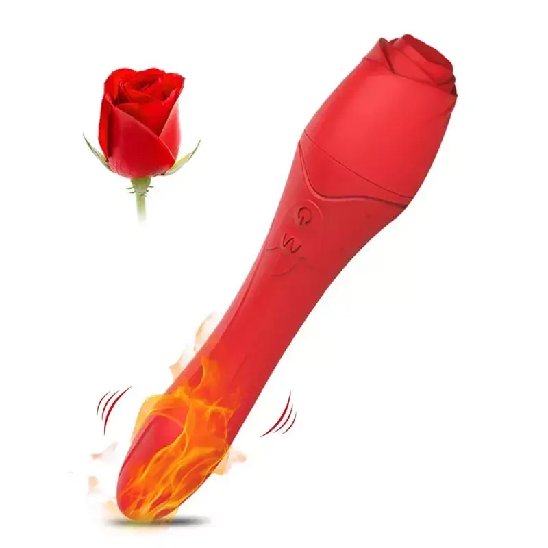 Silicone 10 velocità Dildo vibratore punto G bacchetta morbida clitoride figa giocattoli del sesso rosso forma di rosa vibratore figa riscaldata per le donne