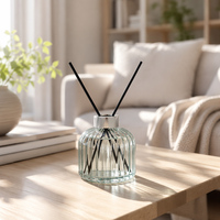 Diffuseur d'arômes vert de luxe 250 ml, bouteille en verre ronde, ensemble de parfum d'intérieur pour huiles essentielles, diffuseur à bâtonnets
