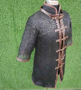 Handmade <b>Medieval</b> Hauberk Full Sleeve Chainmail <b>Shirt</b> 09mm Flat Riveted Metal Washer Ring Armor Mild Steel - Product Image 2