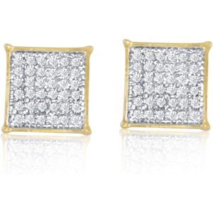 Boucles d'oreilles clous en or jaune 10K avec diamants pavés Jewelspaark 0,22 carat, longueur 8 mm, pour femme, usage quotidien - Product Image 5