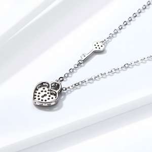 Collar con cierre de corazón para mujer, Plata de Ley 925, moda europea y americana, circonita chapada en platino, SCN315 - Product Image 3