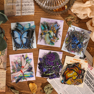 40 Sheets Per Pack Eco-Friendly PVC Nature Museum Handbook Sticker Pack Vintage Children's Anime Butterfly Flowers Stickers - Product Image 3