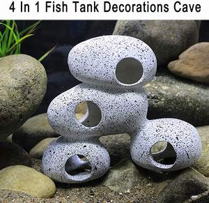 Cichliden Rock Cave Aquarium Decoraties Hars <span class=keywords><strong>Betta</strong></span> Vis Hideout Stapelbare Kleine Aquarium Steen Hideaway Decor Ornament - Product Image 5