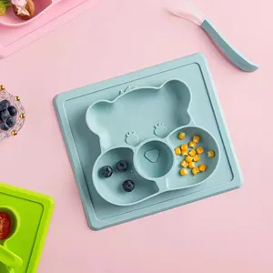 Yeniden kaymaz gıda sınıfı bebekler bebek silikon yemek tabağı
