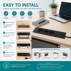 Muebles personalizados, toma de corriente oculta, caja de enchufe empotrada, toma de corriente integrada para mesa de conferencias - Product Image 5