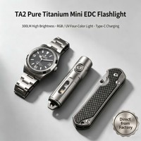 Mini lampe torche EDC en alliage de titane, rechargeable par Type-C, lumière puissante, portable, lampe porte-clés