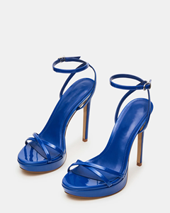 <span class=keywords><strong>Sandali</strong></span> con plateau in pelle verniciata blu royal da donna, con tacco a spillo e cinturino alla caviglia, perfetti per feste ed eventi eleganti. - Product Image 2