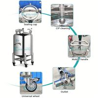 Réservoir de stockage sanitaire en acier inoxydable pour boissons, jus, lait, conteneur vertical à poulie pour liquides
