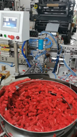 Machine automatique pour sachets à bec verseur avec insert et fixation de scellage pour emballage de jus, bière et autres boissons en sachet plastique Doypack