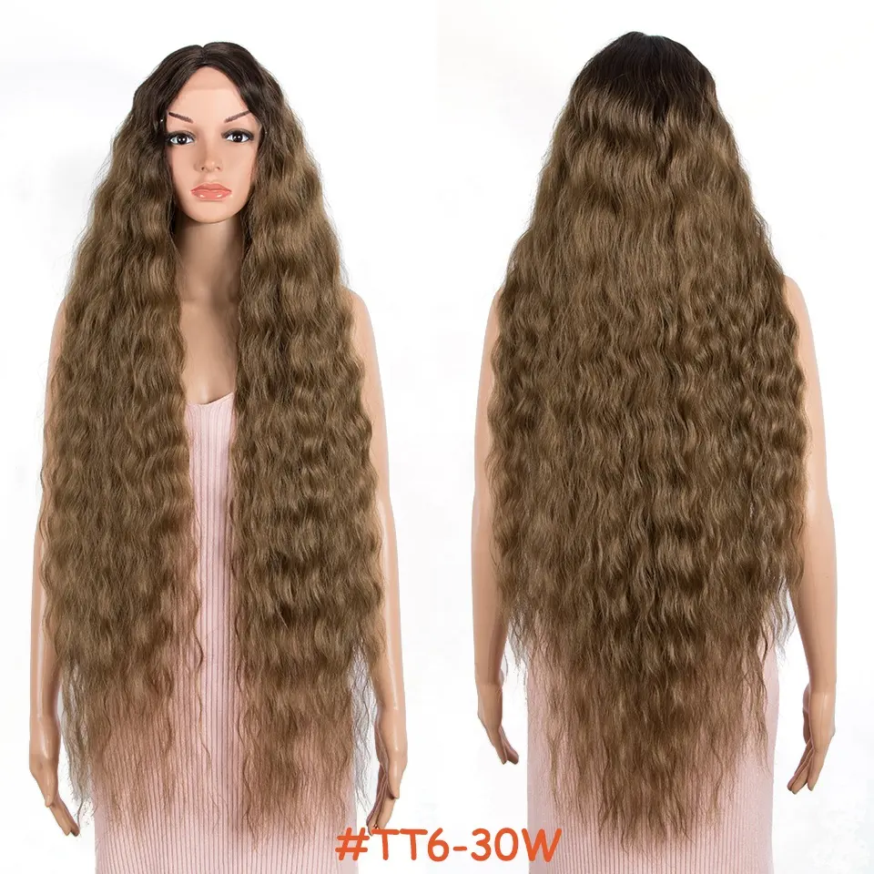 Wholesale Lace Wigs 42" Long Wavy Synthetic With Baby Hair Half Hand Tied 180% Density Wig Heat Resistance Wigs For Black women