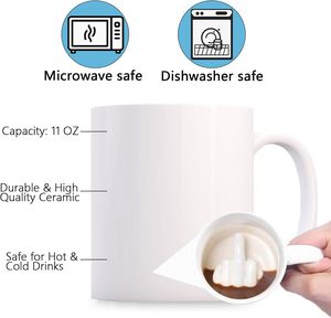 Logotipo personalizado de alta qualidade 11oz 350Ml 3D estilo branco cerâmico engraçado dedo médio caneca de café - Product Image 3