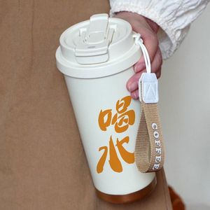 Stainless Steel Tumbler 316 <b>Coffee</b> Cup Portable Travel Water <b>Bottle</b> With Strap Word Design - Product Image 2