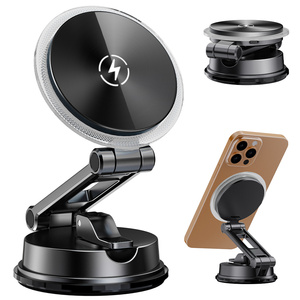 <span class=keywords><strong>Support</strong></span> de téléphone magnétique pliable pour <span class=keywords><strong>voiture</strong></span> avec charge rapide sans fil, fixation à ventouse puissante pour tableau de bord, compatible Android - Product Image 4