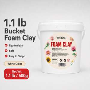 Venta al por mayor: Cubo de arcilla de espuma a granel de 500 g, arcilla de modelar de secado al aire no pegajosa de marca privada para vendedores de comercio electrónico, escuelas y fábricas. - Product Image 1