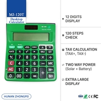Calculadora de Escritorio MJ-120T Verde SKD PCB de 12 Dígitos, Doble Alimentación Solar y Batería, Función de Verificación de Impuestos de 150 Pasos, Coma de 3 Dígitos