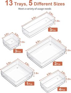 <b>Kitchen</b> Bathroom Clothing Stackable Drawer Dividers Clear Adjustable Multifunction Modern Organizer <b>Box</b> <b>Storage</b> Tray - Product Image 2