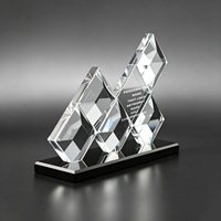 Trofeo Neelpure 175184 con Base Negra Multidiamante, Grabado Láser de Cristal, Patrón Personalizado DIY