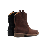 Bottes de cowboy mi-mollet pour femmes, confortables, en daim, doublure en cuir véritable, lacets, respirantes, automne