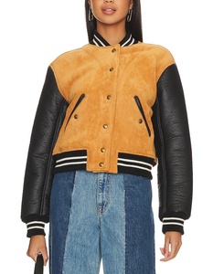 Customized Your Own Designs High Quality Versity <strong>Jacket</strong> Women White Leather Sleeve <strong>Green</strong> Bomber <strong>Jacket</strong> - Product Image 6