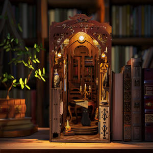 Kit miniature de maison de poupée en bois Wincent avec capteur de mouvement, impression UV, design de mini-librairie, puzzle 3D pour adultes - Product Image 2