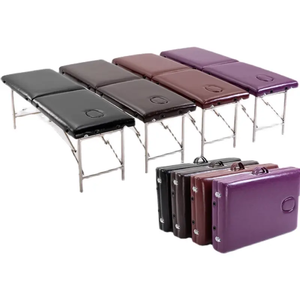 Purple High Quality Manual Folding Beauty Massage <b>Bed</b> With Customizable Colors Height Adjustable <b>Portable</b> Massage Table - Product Image 4