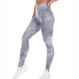 Multi-Colors 75% Nylon 25%Spandex Tie Dye Fabric High Waist Yoga Pants Custom Logo Tights Leggings Women
