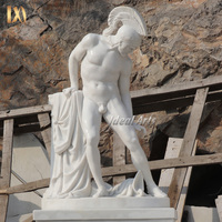 Sculpté à la main célèbre grec taille réelle noir atlétique hommes marbre discobolus nu athlète masculin statue sculpture pour la décoration intérieure