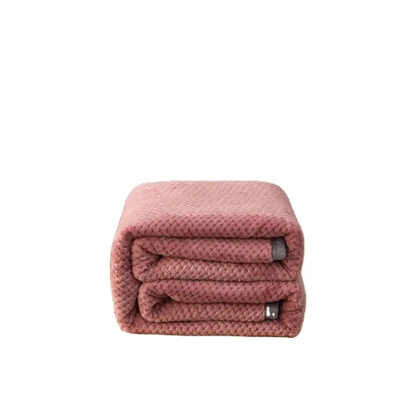 Solid Pink Single Queen King Warm Coral Fleece Flannel Blanket