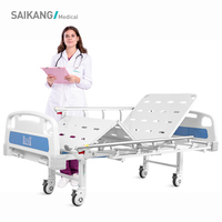 Lit médical manuel pliable A2k durable à 2 manivelles et 2 fonctions, en métal réglable, pour soins infirmiers, hôpital, avec roulettes