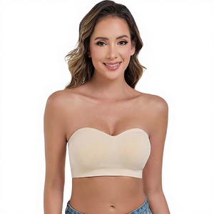 Strapless Bras for Women Wire Free Non-Slip Tube <b>Top</b> Invisible <b>Bralette</b> Seamless Padded Bandeau Bra Nylon Spandex - Product Image 1