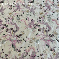 High-End gaya Cina kain bordir tiga dimensi bunga emas tupai gaun Cheongsam rompi 120gsm pernikahan gadis