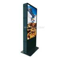 Stan iklan layar ganda 75 inci Totem Stan Stan iklan Digital LCD pemutar berdiri lantai Android manajemen iklan jarak jauh WIFI