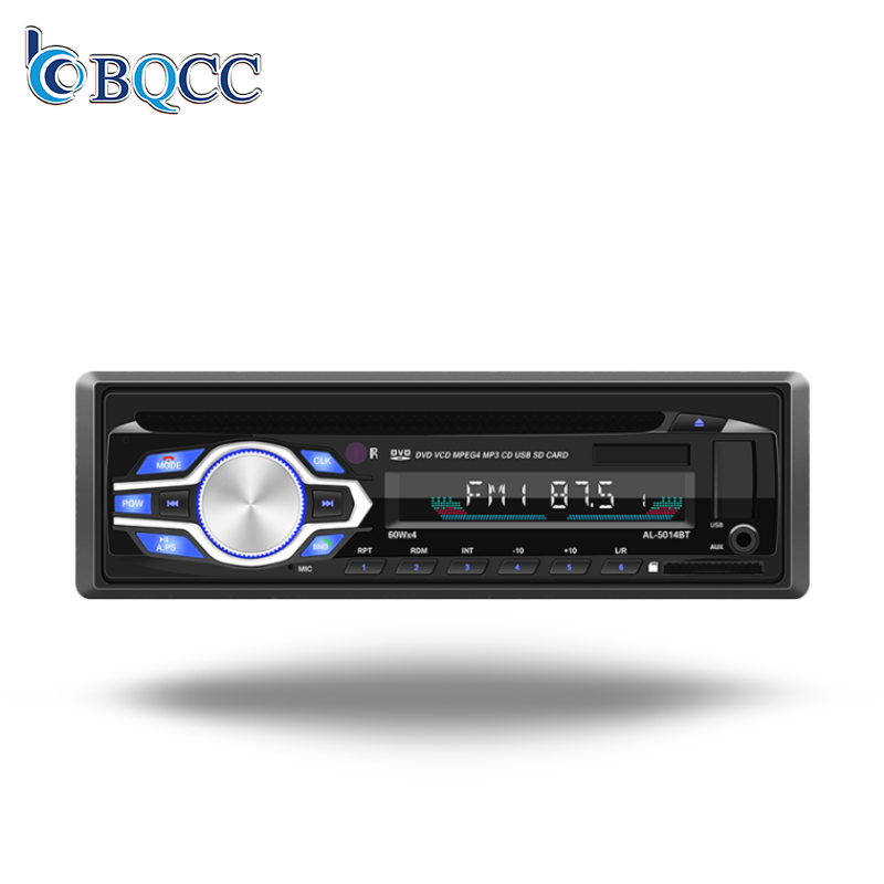 BQCC 1 DIN Universal Car Setup Video DVD Player Handsfree Call Phone Charging USB SD Card MP3 Car CD Radio Tape Recorder 5014BT