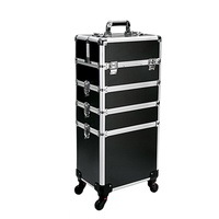 Valise de Maquillage Professionnelle en Tissu Éponge pour Tatouage, Broderie, Nail-Art, Cosmétiques, avec Roues Rétractables et Frein - NOUVEAU
