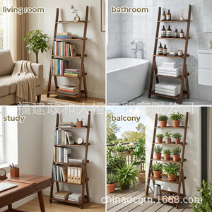 Nan Bamboo Ladder <b>Shelf</b> 5 Layers Standing Type Multifunctional Home Living Room Bookshelf Storage Display <b>Rack</b> - Product Image 3