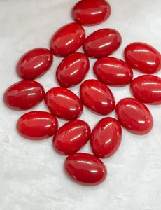 San hô đỏ hình dạng hình bầu dục phẳng trở lại hiệu chỉnh Cabochon đá quý cho tự làm đồ trang sức mặt dây chuyền nhẫn bông tai làm - Product Image 4