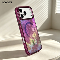 Coque de téléphone magnétique antichoc VAWI B523 tendance avec plumes 3D pour iPhone 17 18 Pro Max, protection anti-rayures