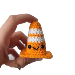 Mini Traffic Cone Amigurumi Toys Crochet Traffic Cone Keychain Handmade Crochet Knit Traffic Cone
