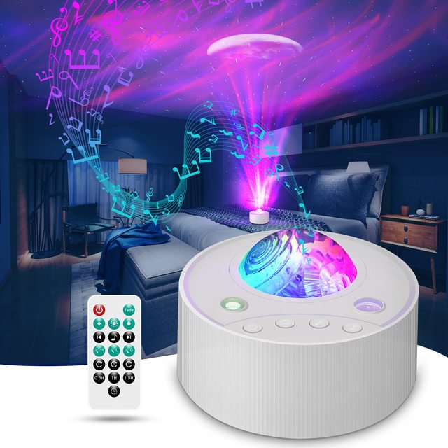 LED Aurora Starry Sky Projector Night Light White Noise for Speaker Modern Design Remote USB Kids Bedroom Decoration Gift