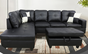 Modern Leather Modular Sectional <b>Sofa</b> Convertible Extendable Removable Sleeper Apartment Hotel L-Shape Living Room - Product Image 5