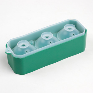 Customized High Quality <b>Block</b> Clear Round Ball Maker Silicone Popsicle Whiskey Coffee Ice Cream Mold Ice Cube Tray with Lid - Product Image 4