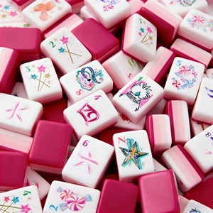 Fichas de Mahjong Americanas Modernas con Diseño Degradado Rosa Crema, Arte de Mahjong Americano Pintado a Mano, Fichas de Mahjong Acrílicas Americanas - Product Image 1